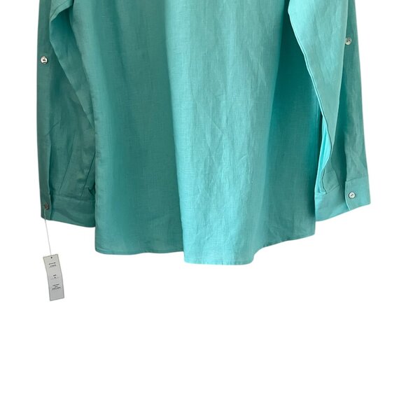 Richard Malcom NEW Irish Linen Button Down Shirt In Turquoise Size XL - Picture 10 of 14